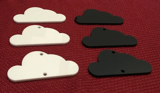 Choice Of 16 Colors Acrylic Cloud #2 | Flat On Bottom Blanks With Or Without Holes