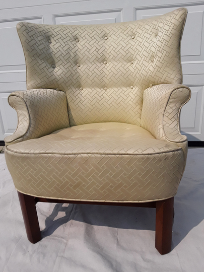 A Vintage Mid Century Modern Gorgeous Yellowish Greenish Wing Back Lounger/Arm Chair