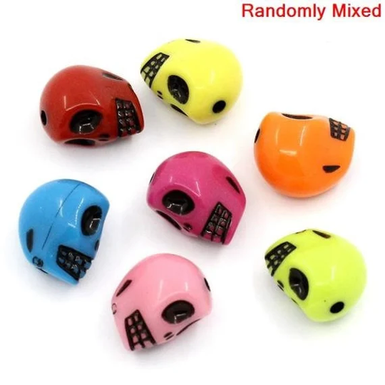 Skull Bead Acrylic Mixed Colors Halloween Skull Series Color Bed Mix Hollow Bead