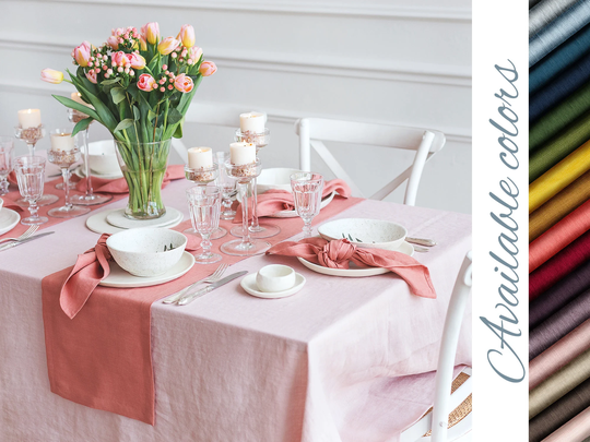 Extra-Long Table Runner Handmade Of Natural Organic 100% Linen, Wedding, Christmas, Easter Or Other Celebration Dining