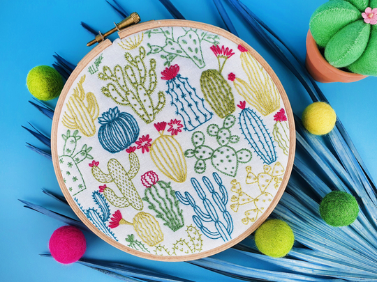 Cactus Embroidery Kit, Cacti Pack, Succulents Needlecraft Hand Modern Needlework Hoop Art Kit For Adult