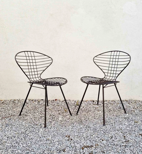 1 Of 2 Vintage Black Metal Patio Chair/Iron Dining Or Garden Chairs Outdoor Indoor Italian Design /Italy /1970 /'70S