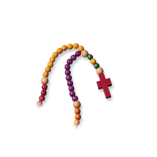 Curata Multiple-Colored Non-Toxic Wooden Beads 20.5in Childrens Rosary - 6" x 4"
