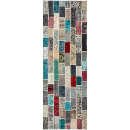 ECARPETGALLERY Hand-knotted Color Transition Patchwork Multi Wool Rug - 3'1 x 10'4