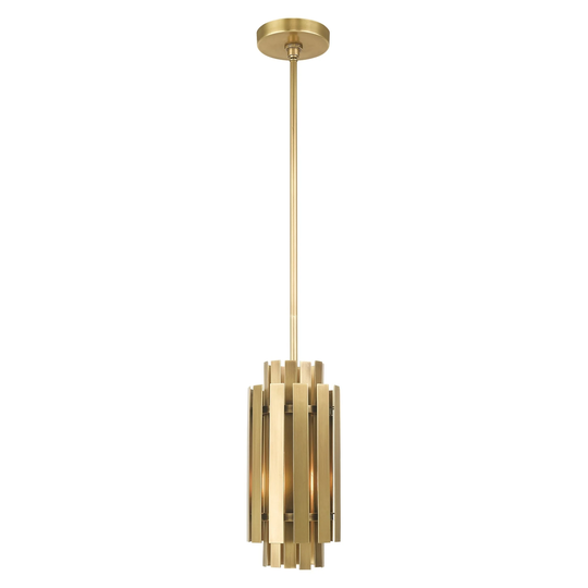 Livex Lighting Greenwich 1-Light Natural Brass Mini Pendant - 6"Dia. x 18.25"-48.25"Adj. H