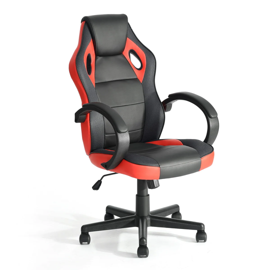 Red Gaming Office Chair with Fabric Adjustable Swivel