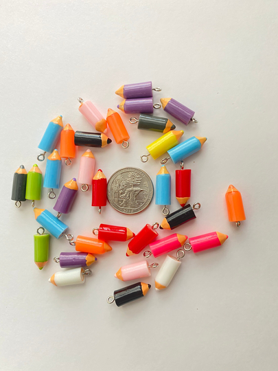 Us Stock 6Pcs Random Color Pencil Charms, Handmade Earrings, Diy Crafts Supplies, Customized Earring, Special Gifts, Kids Crafts, Beading Art