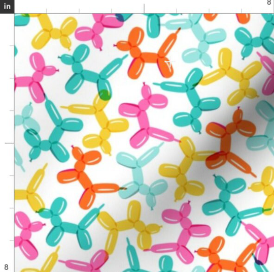 Birthday Balloon Dogs Fabric By The Yard | Dog Party Celebration Print To Order