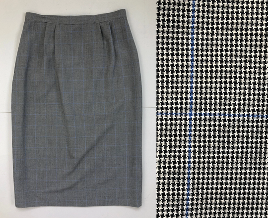 Vintage Houndstooth Pencil Skirt | 80S Straight Cut With Pockets Womens Size Medium 29" Waist