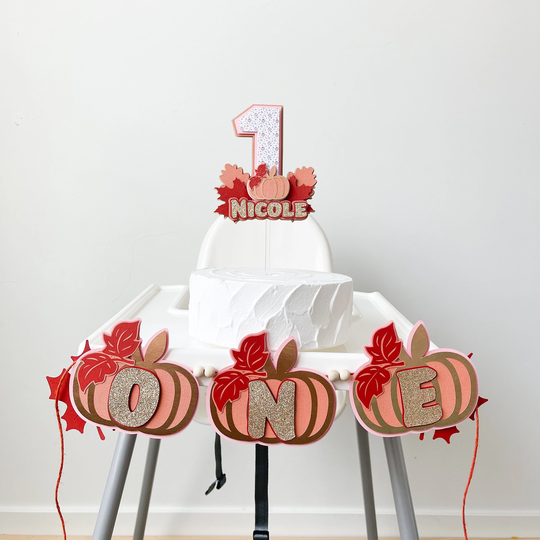 Pumpkin High Chair Banner & Cake Topper, Little Pumpkin 1st Birthday, Fall Vibes 2nd Birthday