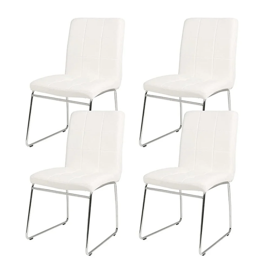 Set of 4 Dining Chairs Faux Leather Chairs White - 16.9x18.7