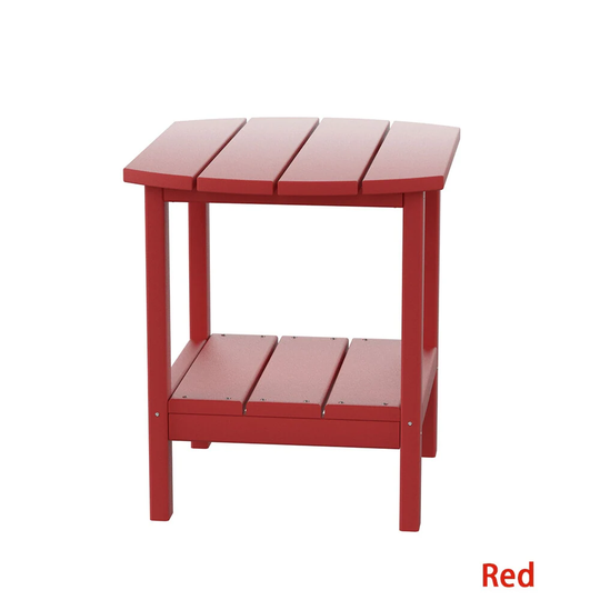 2-Tier Patio Adirondack Side Table Outdoor End Table HDPE Plastic - 15.55'' W x 18.7'' D x 18.11'' H