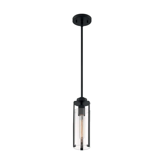 Marina 1-Light Mini Pendant Fixture - Matte Black Finish with Clear Glass - Matte Black - Matte Black