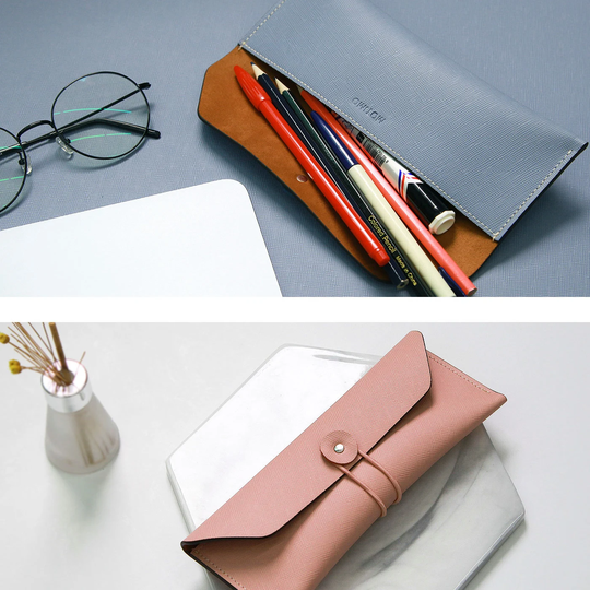Saffiano Leather Pencil Case, Holder, Pouch, Pen Bag, Box