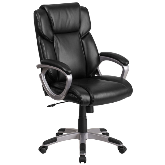 Mid-Back LeatherSoft Executive Swivel Office Chair with Padded Arms