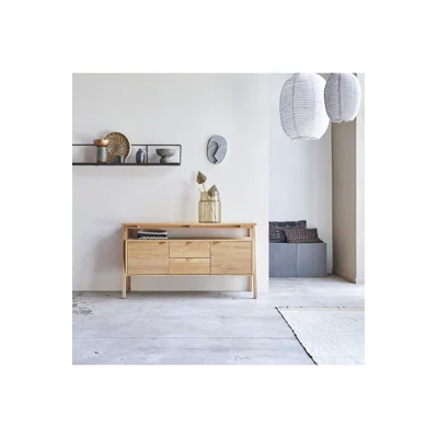Pola 55'' Wide 2 Drawer Oak Solid Wood Sideboard