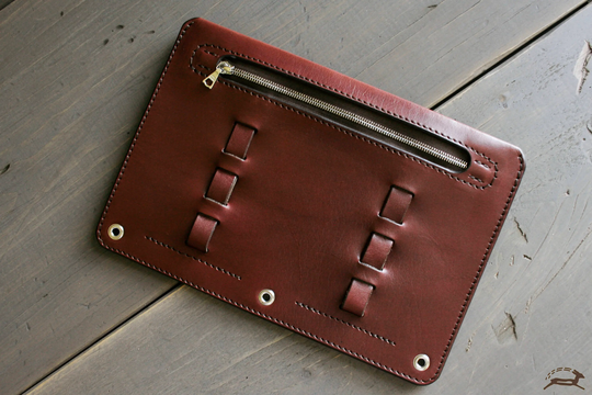 Leather Pencil Case - Custom Holder Brown Makeup Zipper Pouch Envelope Student, Illustrator, Teacher