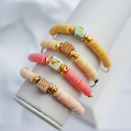 Pastel Colors Beaded Zodiac Signs Cord Bracelet For Best Friends Personalized Create Your Own Cute Gift Idea Girls B40