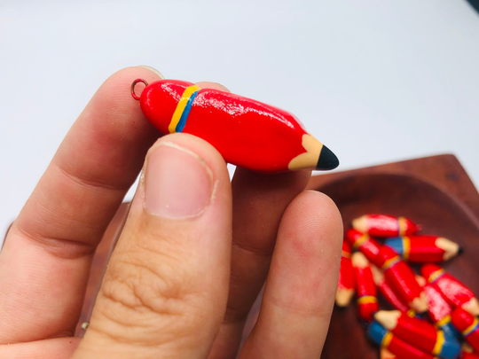 25 Pcs~Handmade Clay Pencil Pendants~Diy Jewelry/Art Supplies~Set Of Unique Pendants