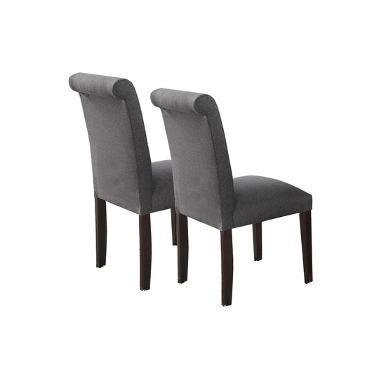 Chic Simple Post-Modern Design Fabric Dining Chairs Upholstered Side Chairs with Rubberwood Leg, Set of 2