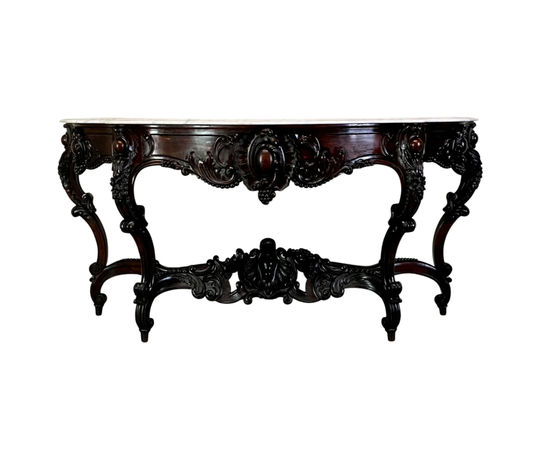 Antique Parlor Table, Rococo Revival Marble Top Console Table #19892