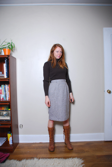 70S Small Tweed Pencil Work Skirt Winter Fall Multicolored High Waist Belted Leg Slit Ultra Cute Womens Vintage 80S Clothing 1 Preppy Boho