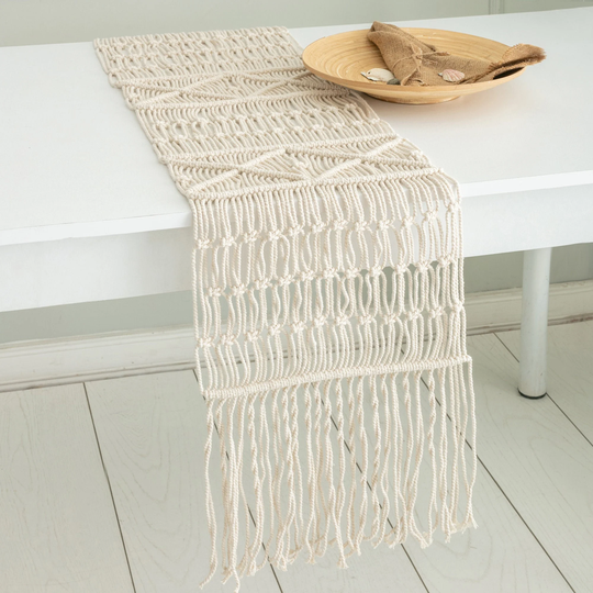 Handmade Macrame Table Runner/ Cotton Runner Boho Décor/ Decorative For Holiday Or Farmhouse in Various Color Custom Size