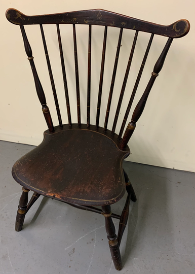 Antique 1800's Philadelphia Fan Back Windsor Side Chair Hand-Painted 24W19D16H33.5H Shipping Is Not Free