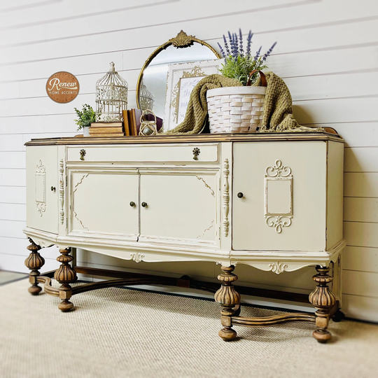 Antique Jacobean Sideboard/Buffet | Vintage Farmhouse Furniture French Country Refinished Tv Media Stand Entryway Piece