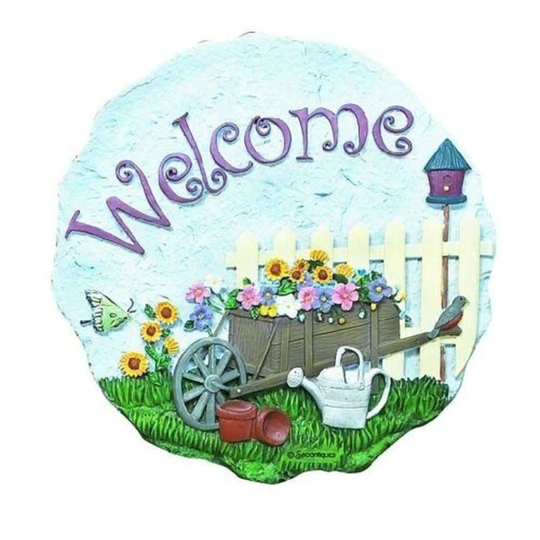 Flower Cart Decorative Garden Stone - Multi-Color