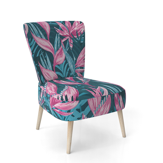 Designart 'Handdrawn Tropical Flowers' Upholstered Mid-Century Accent Chair