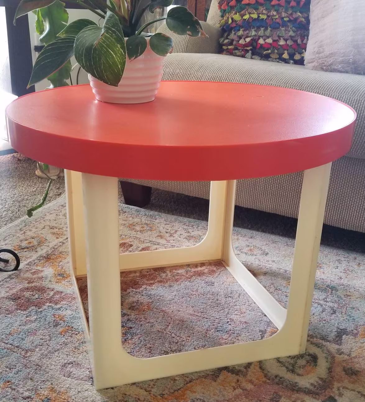 Vintage Orange Plastic Table 1970S Coffee End Kartell Vintage Furniture Plant Stand