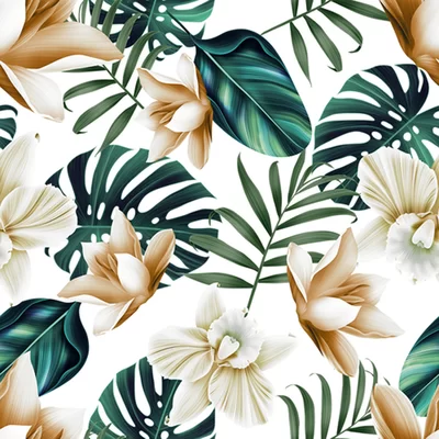 Val Tropical Flowers 10' L x 24" W Peel and Stick Wallpaper Roll