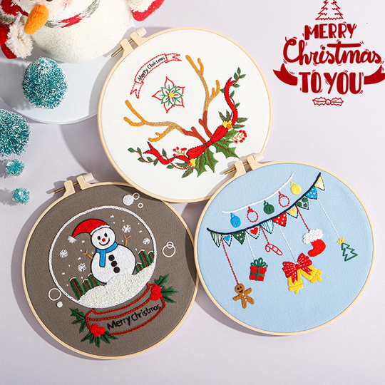 Beginner Embroidery Kit, Diy Kit Beginner, Embroidery Cross Stitch, Merry Christmas Gift Kit, Hand