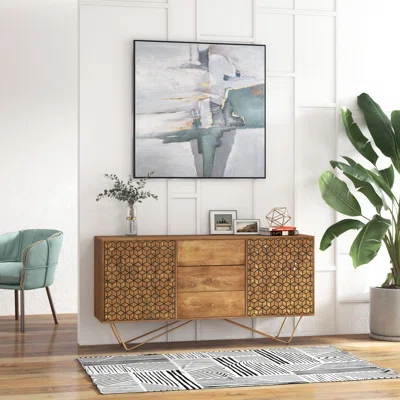 63'' Wide 3 Drawer Mango Solid Wood Sideboard