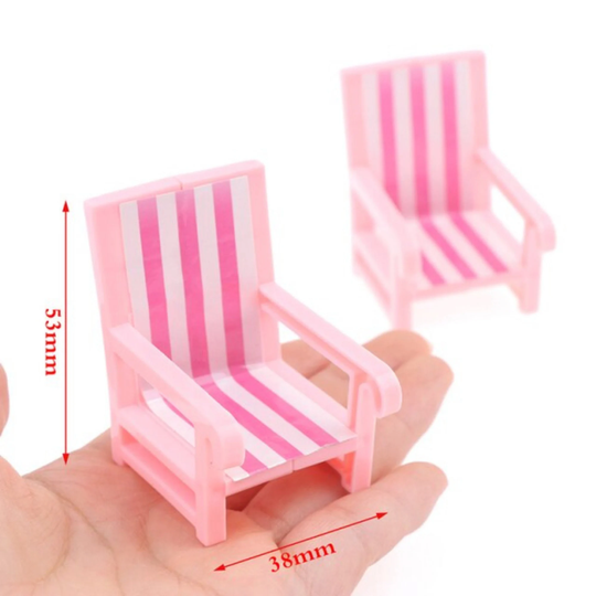 1Pc Mini Chair Dollhouse Miniature Plastic Stool Armchair Beach Doll Toy