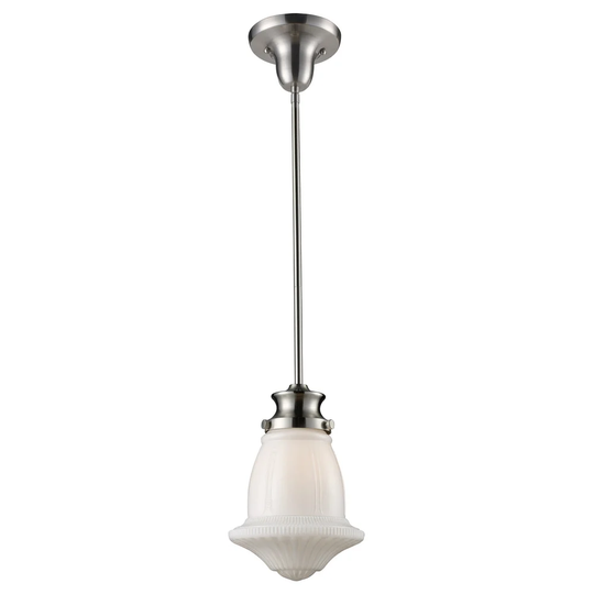 Elk Lighting Schoolhouse Satin Nickel 1-light Pendant - 12"H x 8"D - 12"H x 8"D