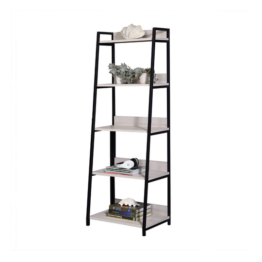 5-Tier Wooden Bookshelf in Natural and Black Finish