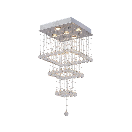 Guisseppe Lighting S Five Light Flush Mount Square Chrome - Exact Size