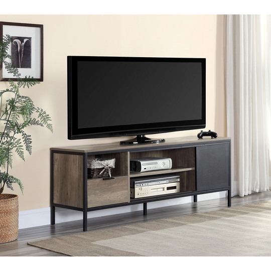 Industrial Simple Style Design TV Stand with Composite Wood and Storage Drawer, Storage Compartments Suitable for Living Room