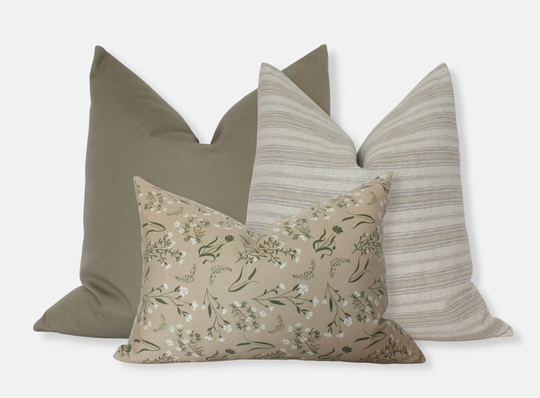 Tan Sofa Pillow Combo, Green Set, Cream & Throw Set Of 3, Bed Combinations, Floral