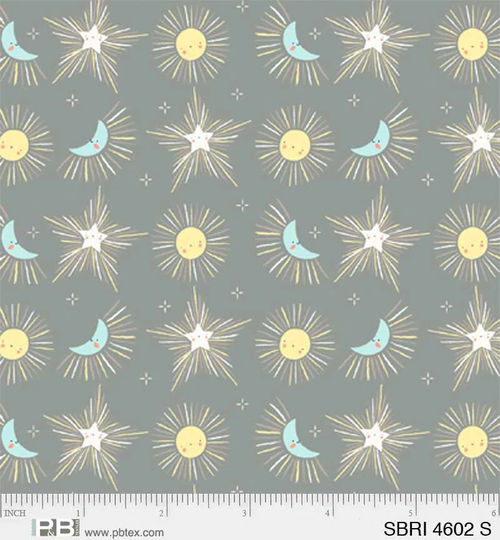 Star Bright Moon & Stars Gray - Priced By The Half Yard