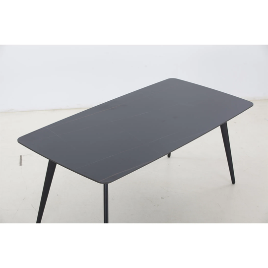Black Artificial Stone Porcelain Dining Table 63 Inch