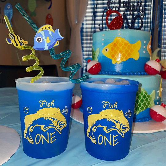 First Birthday Color Changing Cups, Kids Party, Fishing Themed 1st Party Decor