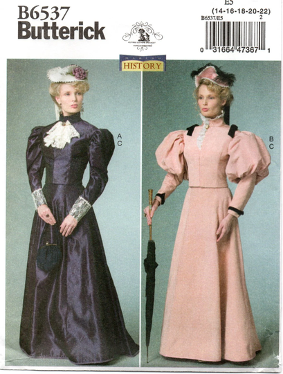 Victorian Leg-Of-Mutton Sleeves Costume Pattern Butterick 6537 Choose Size