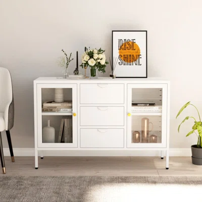 41.34" Wide 3 Drawer Steel Sideboard