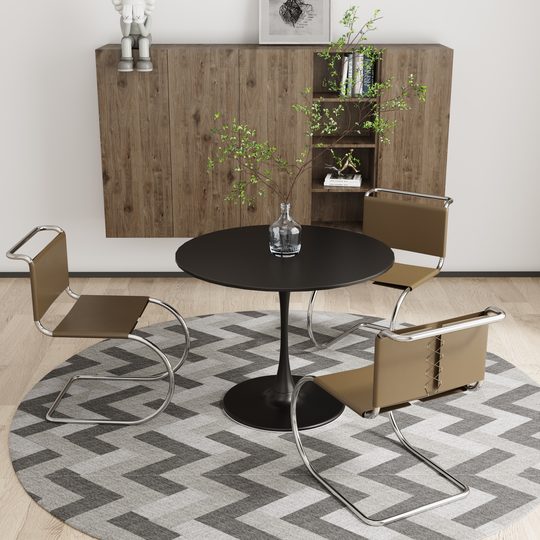 Modern Round Dining Table Solid Metal Base Coffee Table