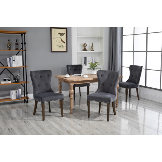 CTEX Set of 4 Dining Chair Tufted Armless Chair Upholstered Accent Chair, Grey