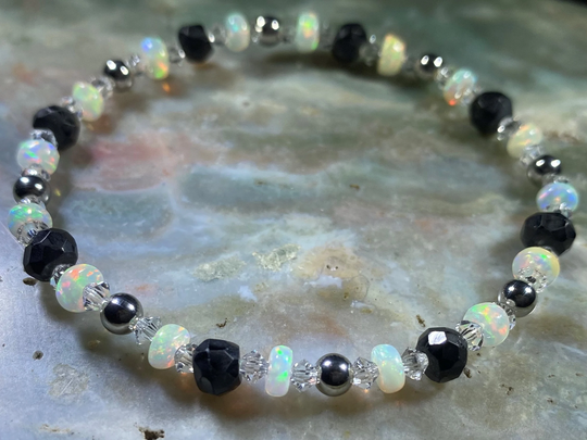 Opal & Black Spinel Healing Stone Bracelet With Positive Energy