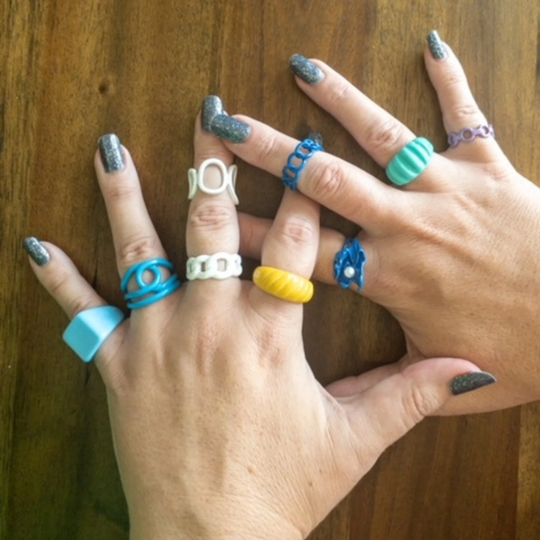 Colorful Enamel Rings - Chunky Acrylic Resin Statement Plastic 90's